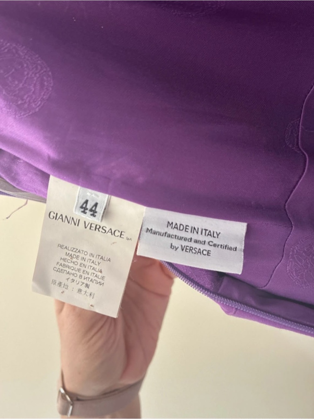 Vintage Versace Purple Medusa Jacquard Midi Dress Made in Italy IT 44 - Picture 6 of 6